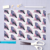 Zwarte raaf op een tak illustratiepatroon tissuepapier (Craft)