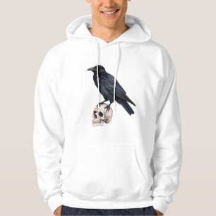 Zwarte Raaf op Schedel Zwarte Kraai met Schedel Hoodie