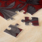 Zwarte Raaf Rode Bloem William Morris Geïnspireerd Legpuzzel (Zijkant)