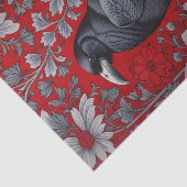 Zwarte Raaf Rode Bloem William Morris Geïnspireerd Tissuepapier (Detail)