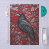 Zwarte Raaf Rode Bloem William Morris Geïnspireerd Tissuepapier (Craft)