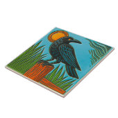 Zwarte Raaf Vogel Tegel Tegeltje (Zijkant)