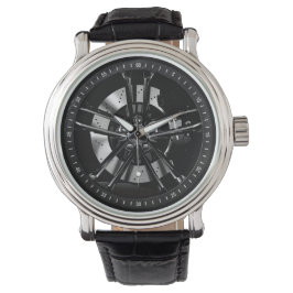 Zwarte Racing velg auto wielen Horloge