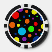 Zwarte Rainbow Spots Poker Chips (Voorkant)