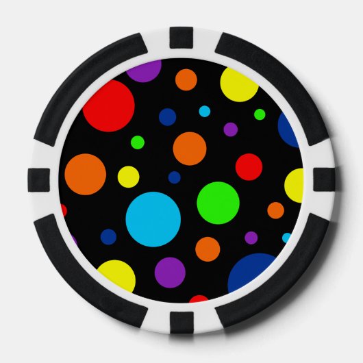 Zwarte Rainbow Spots Poker Chips (Voorkant)