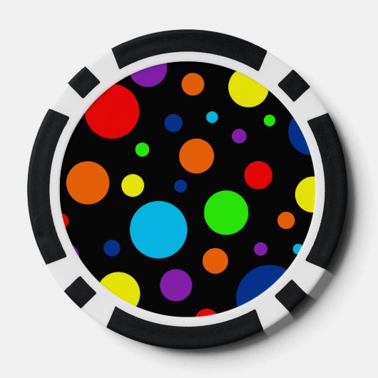 Zwarte Rainbow Spots Poker Chips (Achterkant)