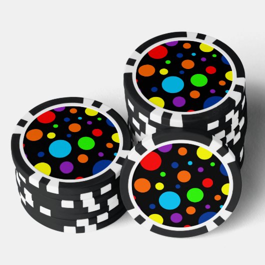 Zwarte Rainbow Spots Poker Chips (Opstapeling)