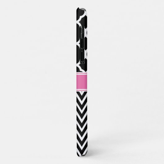 Zwarte raket / Chevron Pattern Roze naam Case-Mate iPhone Case (Achterkant/links)