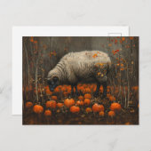Zwarte Ram Herfst Pompoen Patch Decoupage Briefkaart (Voorkant / Achterkant)