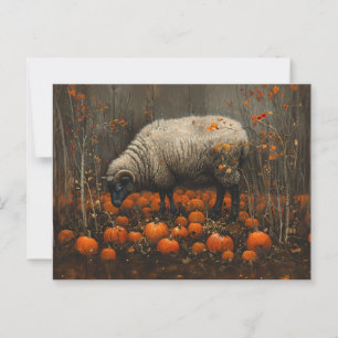 Zwarte Ram Herfst Pompoen Patch Decoupage Briefkaart