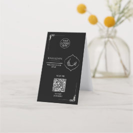 Zwarte Ramadan QR-code tafelkaart | Iftar menuschi Klantenkaartje