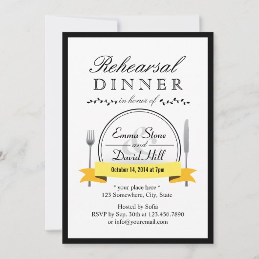 Zwarte-Rand bruiloft repetitie Kaart (Voorkant)