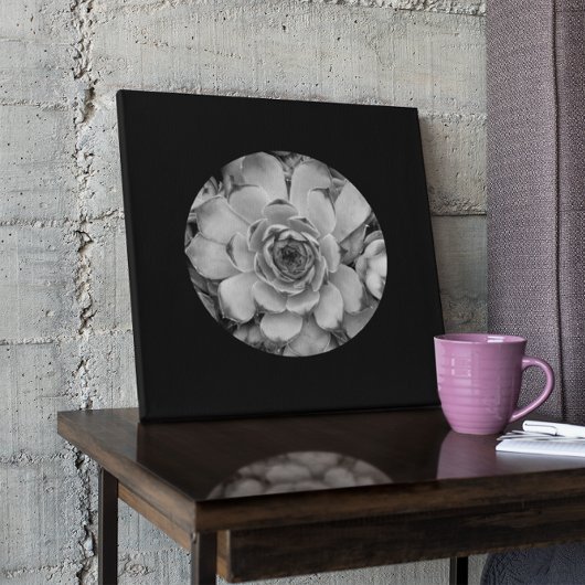 Zwarte rand cirkelvormige foto canvas afdruk