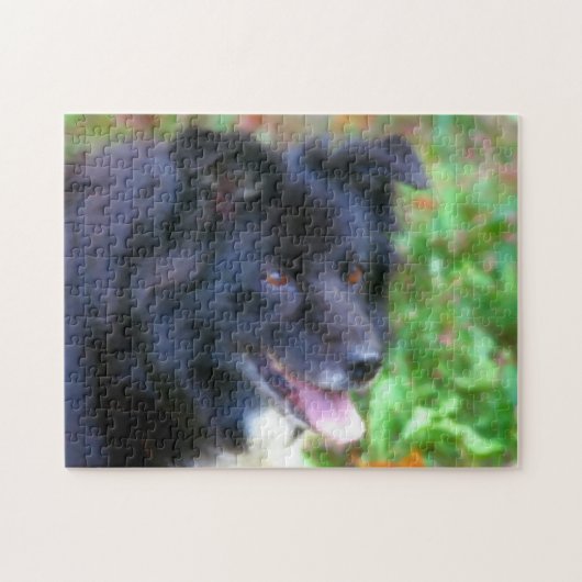 Zwarte rand Collie Dog Art Fotoschildering Legpuzzel (Horizontaal)