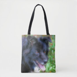 Zwarte rand Collie Dog Art Fotoschildering Tote Bag