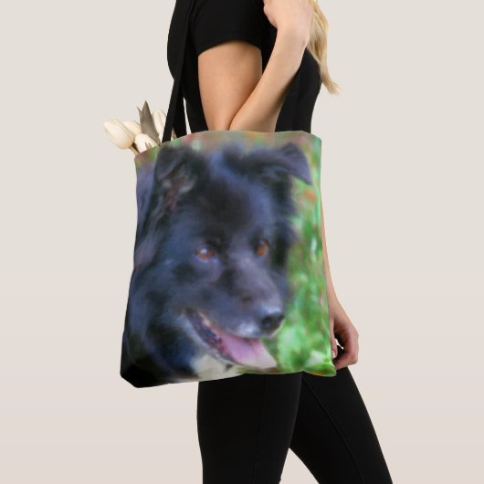 Zwarte rand Collie Dog Art Fotoschildering Tote Bag (Dichtbij)
