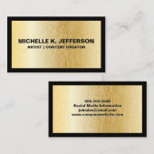 Zwarte rand | Gouden natuurlijke lijnen Visitekaartje (Voorkant / Achterkant)