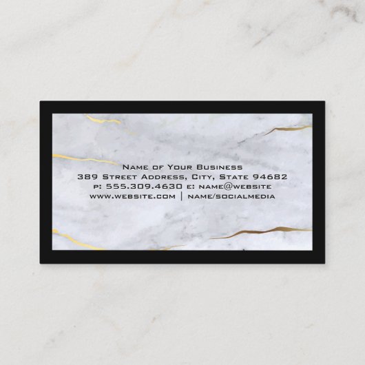 Zwarte rand | Goudmarmer-achtergrond Visitekaartje (Achterkant)