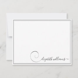 Zwarte-rand handgeschreven kalligrafie notitiekaartje