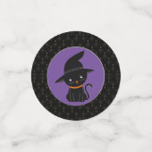 Zwarte-rand kat met heks Pet Halloween Confetti (Kleine voorkant)