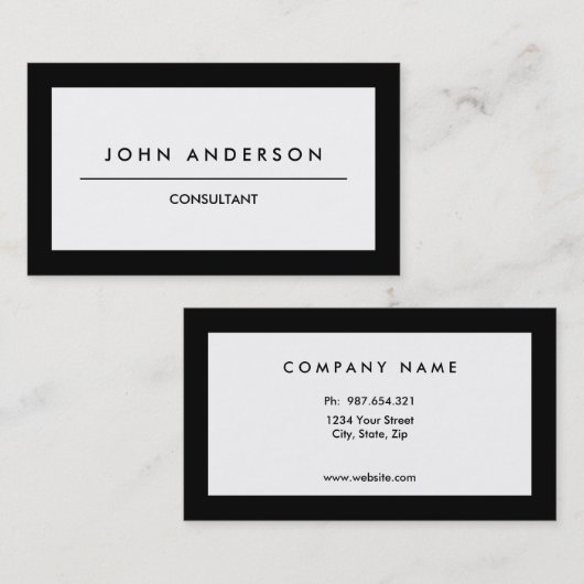 Zwarte rand, Klassiek, Eenvoudig, tweeledig Visitekaartje (Voorkant / Achterkant)