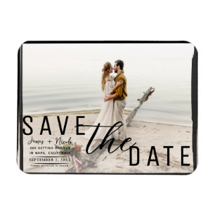 Zwarte rand overlay foto save the date bruiloft magneet