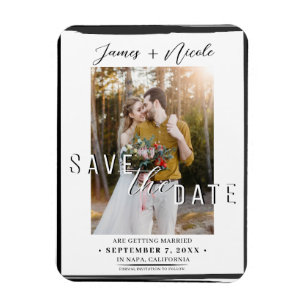 Zwarte rand overlay foto Save the Date Huwelijk Magneet