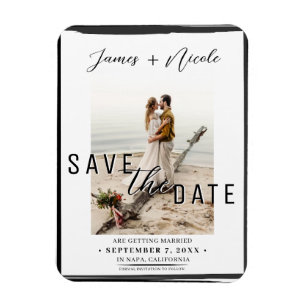 Zwarte rand overlay foto Save the Date Trouwkaart Magneet
