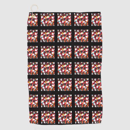 Zwarte rand patroon vierkanten kunst ontworpen golfhanddoek (Voorkant)