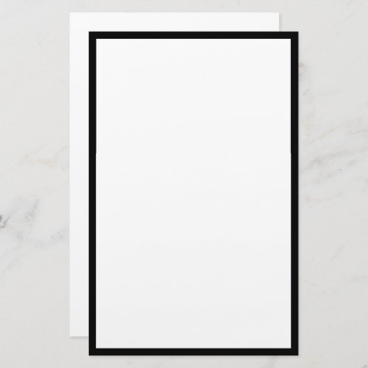 Zwarte rand Randen Solid White Achtergrond Briefpapier (Voorkant / Achterkant)