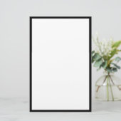 Zwarte rand Randen Solid White Achtergrond Briefpapier (Staand voorkant)