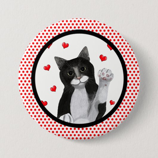 Zwarte Rand rode Stippen Ronde Button 7,6 Cm (Voorkant)