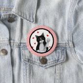 Zwarte Rand rode Stippen Ronde Button 7,6 Cm (In situ)