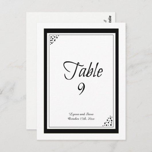 Zwarte rand Stippen Tabel Kaart (Voorkant / Achterkant)