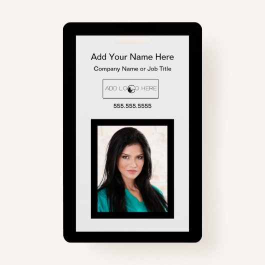 Zwarte rand voeg een foto-logo-identificatiesymboo badge (Achterkant)