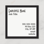 Zwarte rand Witte vierkant Zwarte tekst Vierkante Visitekaartje (Achterkant)