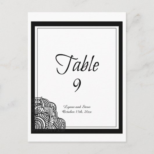 Zwarte rand Zwarte Medallion-tafelzitplaats Kaart (Voorkant)