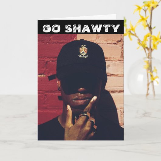 ZWARTE RAP RAPPER GO SHAWTY BIRTHDAY KAART (Gele Bloem)