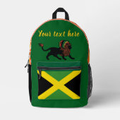 Zwarte Rasta Leeuw Jamaicaanse vlag ontwerp Bedrukte Rugzak (Voorkant)