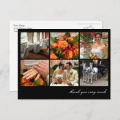 Zwarte raster collage 6 foto's herinneringen dank  briefkaart (Voorkant / Achterkant)