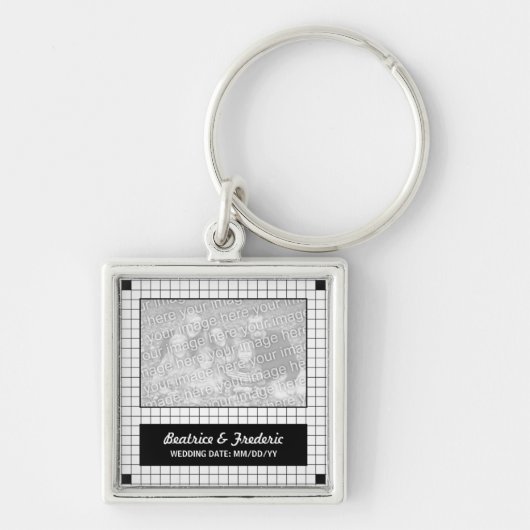 Zwarte rasterfoto sleutelhanger (Voorkant)