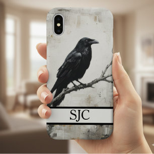 Zwarte Raven Donkere Academie Monogram iPhone 16 Hoesje