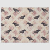 Zwarte Raven en Bourgogne Damask-ontkoppeling Tissuepapier (Voorkant)