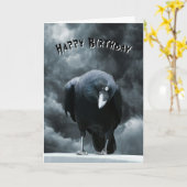 Zwarte Raven Gothic Birthday Kaart (Gele Bloem)