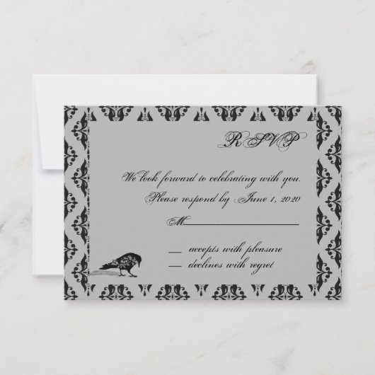 Zwarte Raven Gotisch Frame Antwoordkaart Kaart (Voorkant)