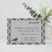 Zwarte Raven Gotisch Frame Antwoordkaart Kaart (Staand voorkant)