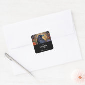 Zwarte Raven met bloemen Gotische Design Keuken Vierkante Sticker (Envelop)