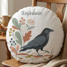 Zwarte Raven Vogel Botanische Herfst