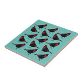 Zwarte Red Crimson-Collared Tanager Songbird Tegeltje (Zijkant)