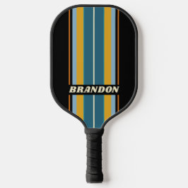 Zwarte Regenboog Bord Strepen met Naam Pickleball Paddle